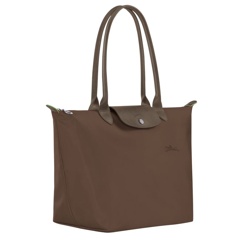 Women Longchamp Le Pliage Green L Tote Bag Dark Brown | Ireland-673XAVGWC