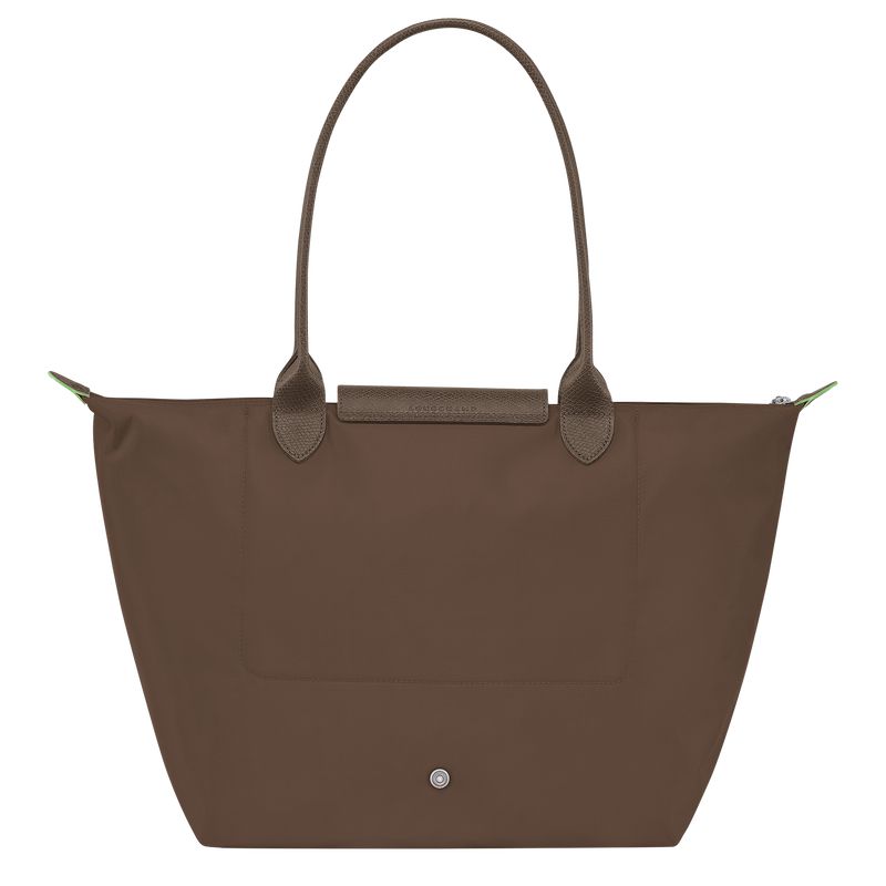 Women Longchamp Le Pliage Green L Tote Bag Dark Brown | Ireland-673XAVGWC
