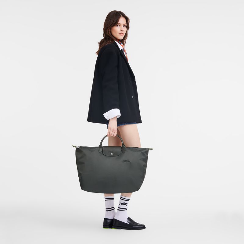 Women Longchamp Le Pliage Green L Travel Bag Deep Grey | Ireland-839VAQYGK