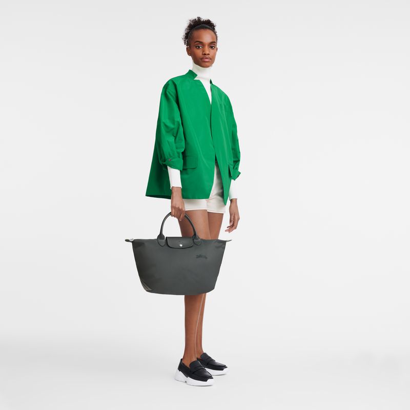 Women Longchamp Le Pliage Green M Handbag Deep Grey | Ireland-206RMGAIC