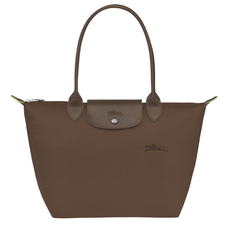 Women Longchamp Le Pliage Green M Tote Bag Dark Brown | Ireland-045HLXKMF