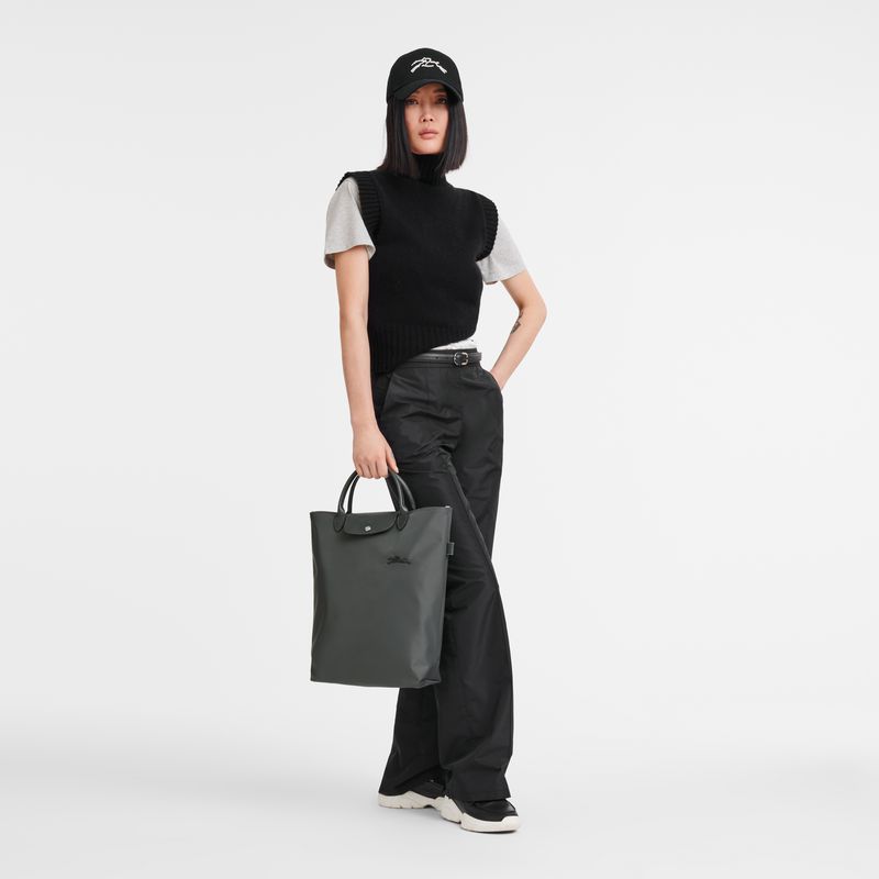 Women Longchamp Le Pliage Green M Tote Bag Deep Grey | Ireland-160TGMUFQ
