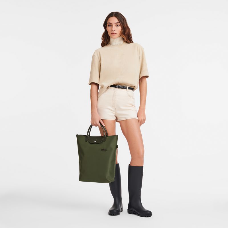 Women Longchamp Le Pliage Green M Tote Bag Dark Green | Ireland-628OASLNG