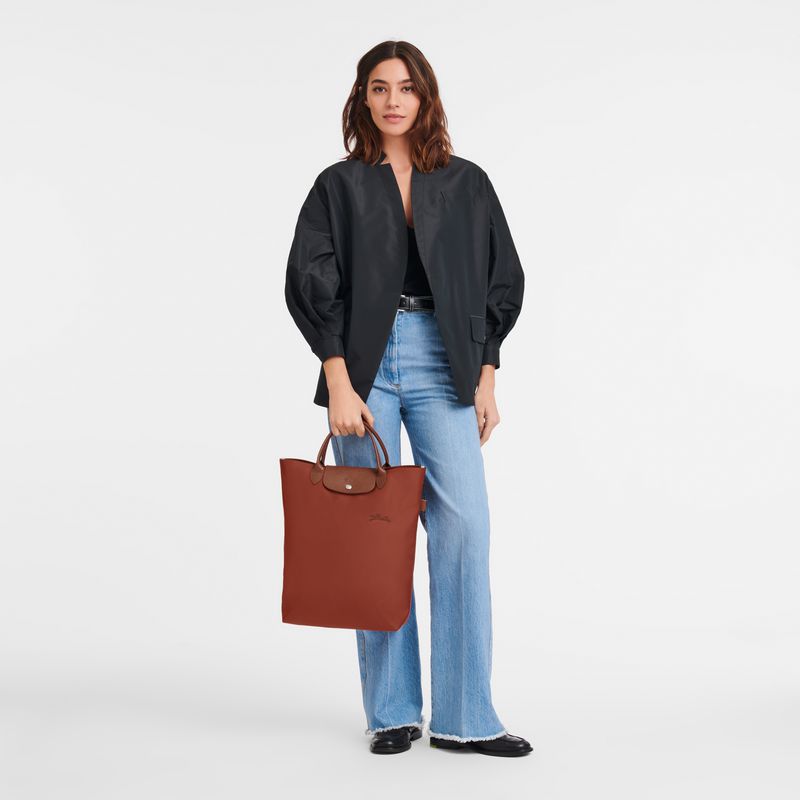 Women Longchamp Le Pliage Green M Tote Bag Brown | Ireland-624ZGTFJW