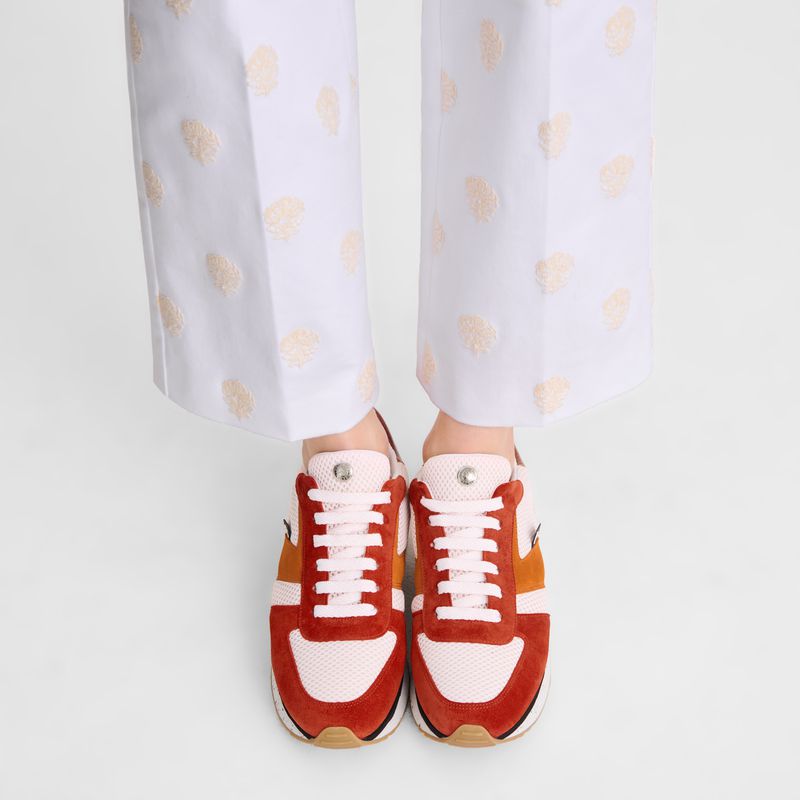 Women Longchamp Le Pliage Green Sneakers Red / Orange | Ireland-607TFJKCO