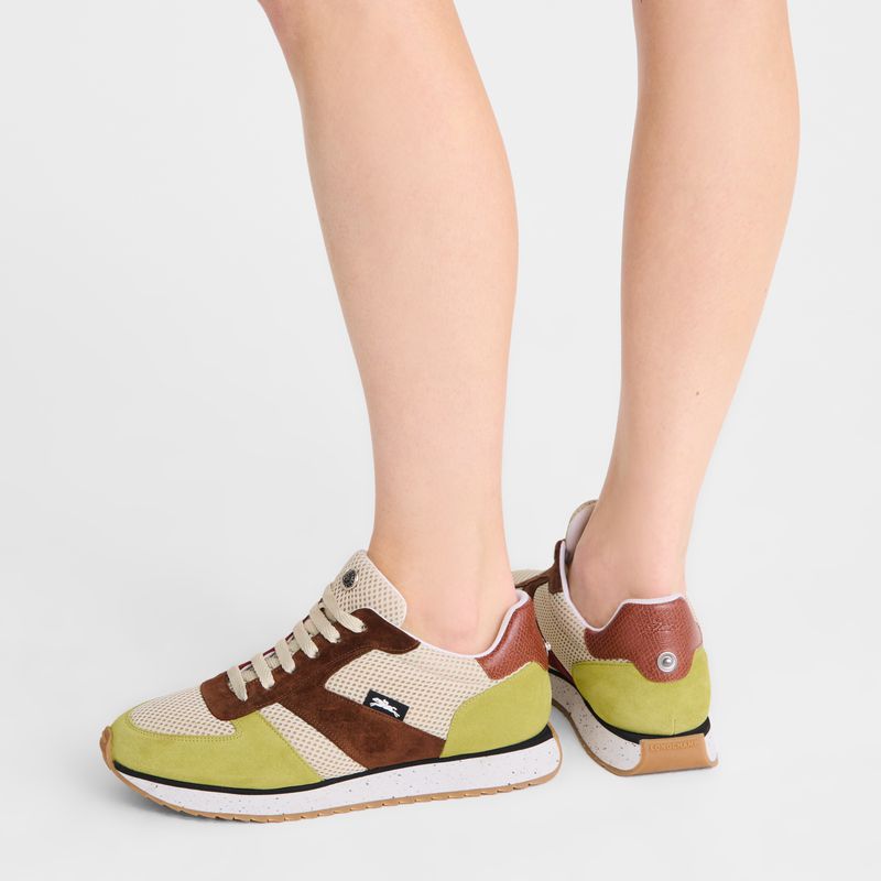 Women Longchamp Le Pliage Green Sneakers Light Green / Brown | Ireland-907XOZFTE