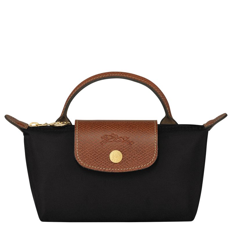 Women Longchamp Le Pliage Original With Handle Pouch Black | Ireland-192RODEWH
