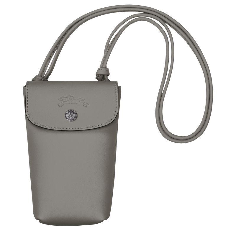 Women Longchamp Le Pliage Xtra With Leather Lace Phone Case Grey | Ireland-876ZSFGYL