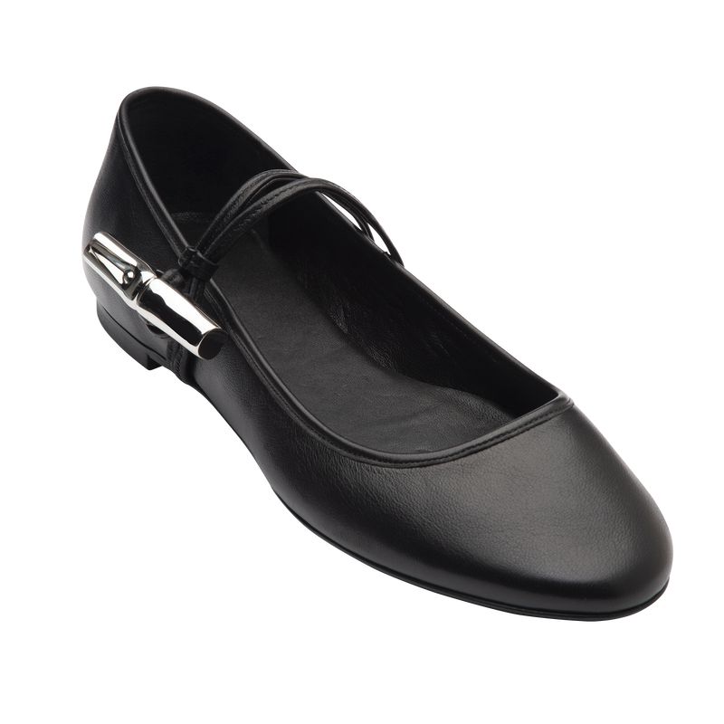 Women Longchamp Le Roseau Ballerinas Black | Ireland-107RPSYON