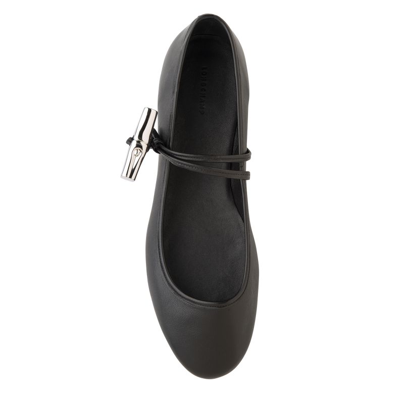 Women Longchamp Le Roseau Ballerinas Black | Ireland-107RPSYON