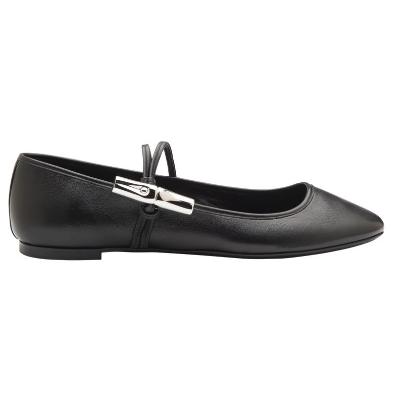 Women Longchamp Le Roseau Ballerinas Black | Ireland-107RPSYON