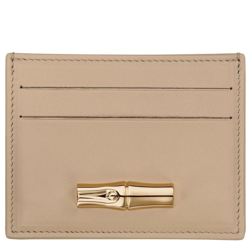 Women Longchamp Le Roseau Card Holder Beige | Ireland-394MSAJXP