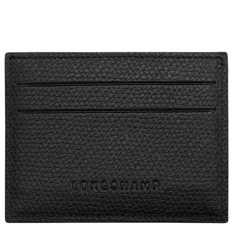 Women Longchamp Le Roseau Card Holder Black | Ireland-415VEWAKH