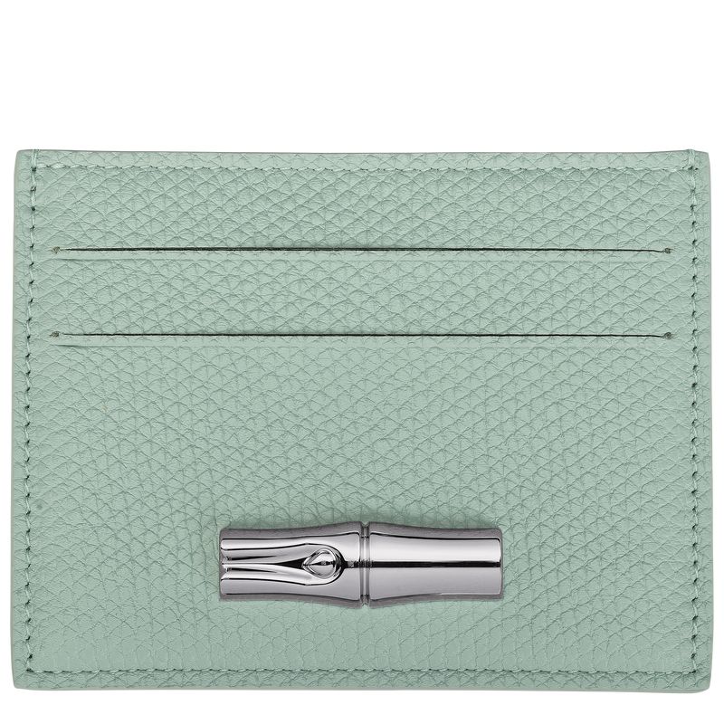 Women Longchamp Le Roseau Card Holder Blue Green | Ireland-325UTQLER