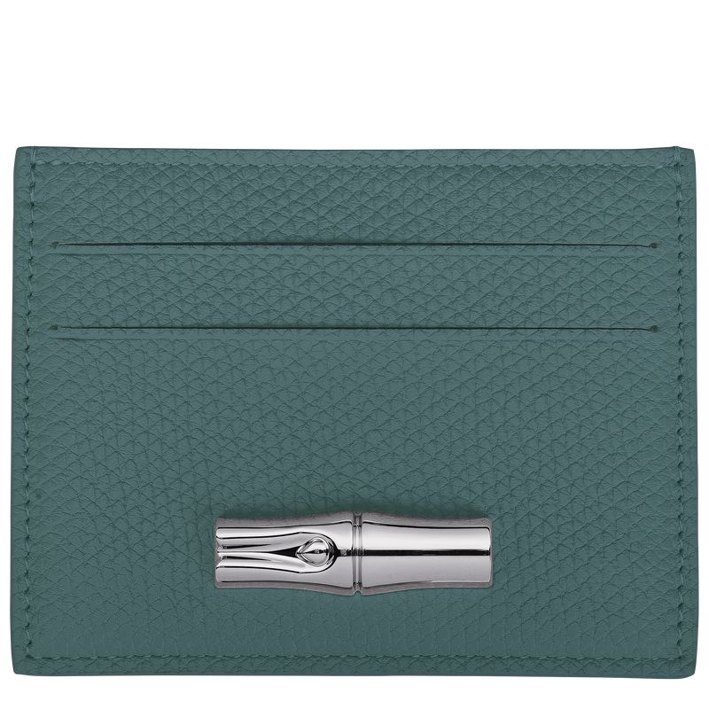 Women Longchamp Le Roseau Card Holder Blue Green | Ireland-906USONBF