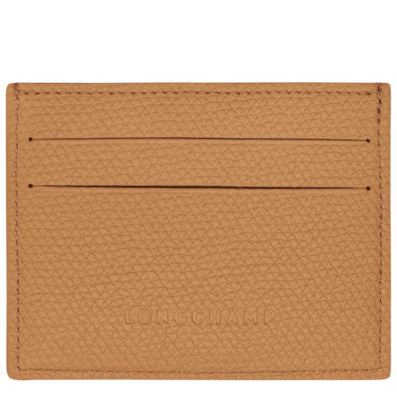 Women Longchamp Le Roseau Card Holder Brown | Ireland-218FBOQYK