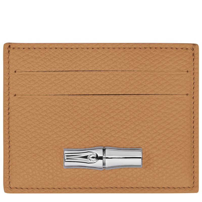 Women Longchamp Le Roseau Card Holder Brown | Ireland-218FBOQYK