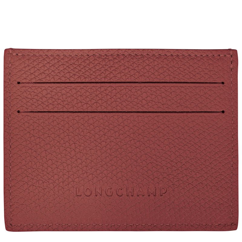 Women Longchamp Le Roseau Card Holder Brown | Ireland-476NVYODF