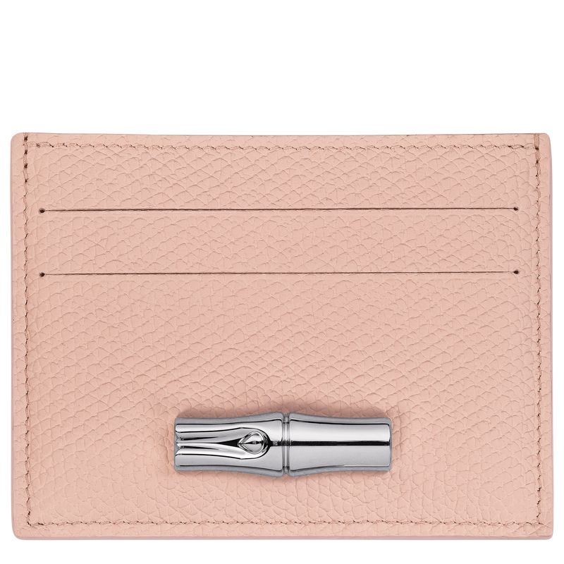 Women Longchamp Le Roseau Card Holder Rose | Ireland-203ZKIYUG
