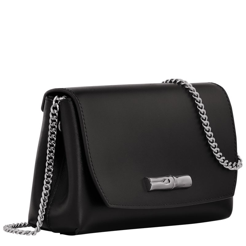 Women Longchamp Le Roseau Clutch Black | Ireland-561CEHUTK