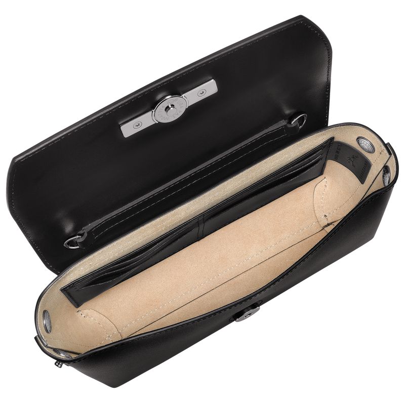 Women Longchamp Le Roseau Clutch Black | Ireland-561CEHUTK