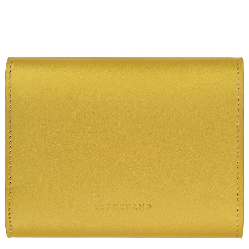 Women Longchamp Le Roseau Compact Wallet Yellow | Ireland-678ZTQPXW