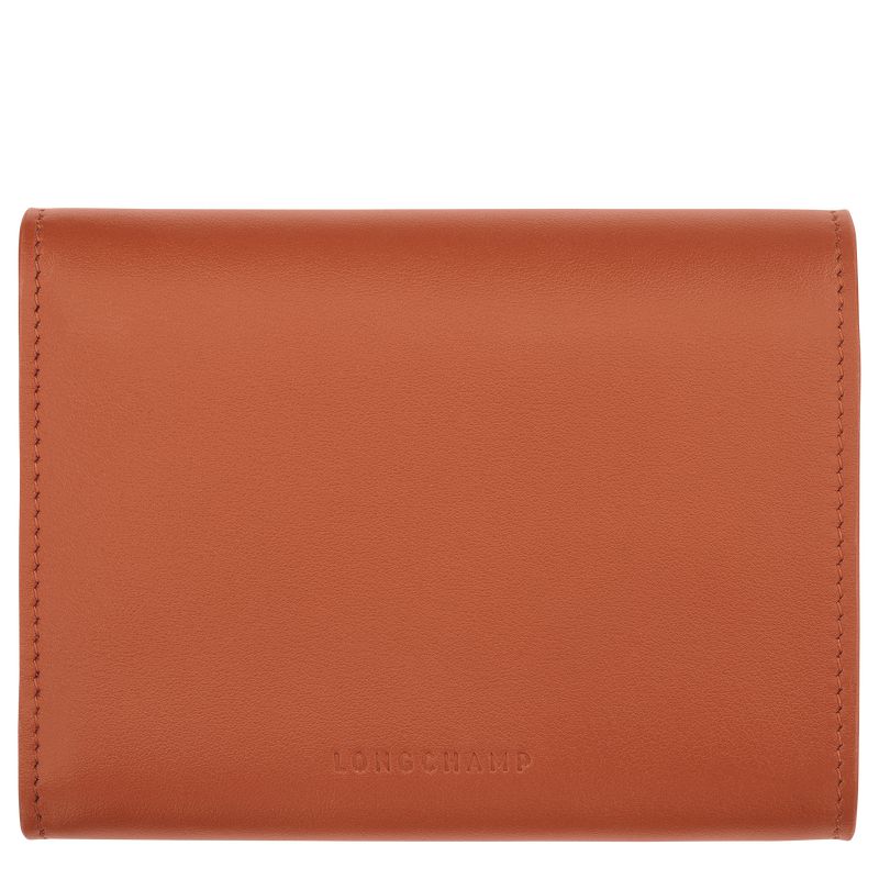 Women Longchamp Le Roseau Compact Wallet Brown | Ireland-584ZPEAOU