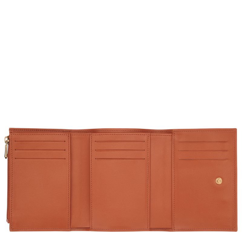 Women Longchamp Le Roseau Compact Wallet Brown | Ireland-584ZPEAOU