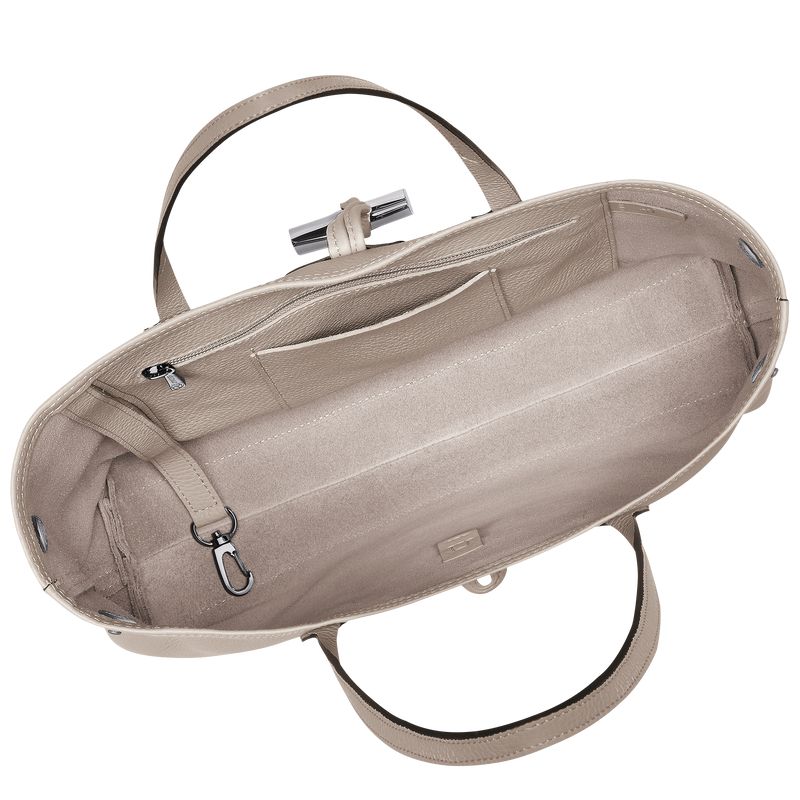 Women Longchamp Le Roseau Essential M Tote Bag Beige | Ireland-319AENTDK