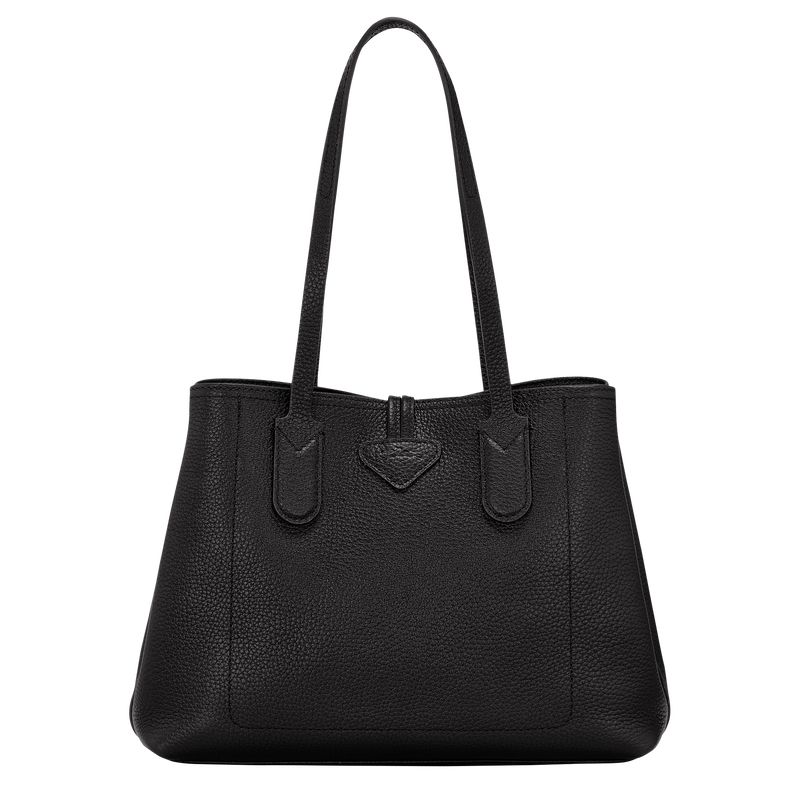 Women Longchamp Le Roseau Essential M Tote Bag Black | Ireland-941ZCBFSE