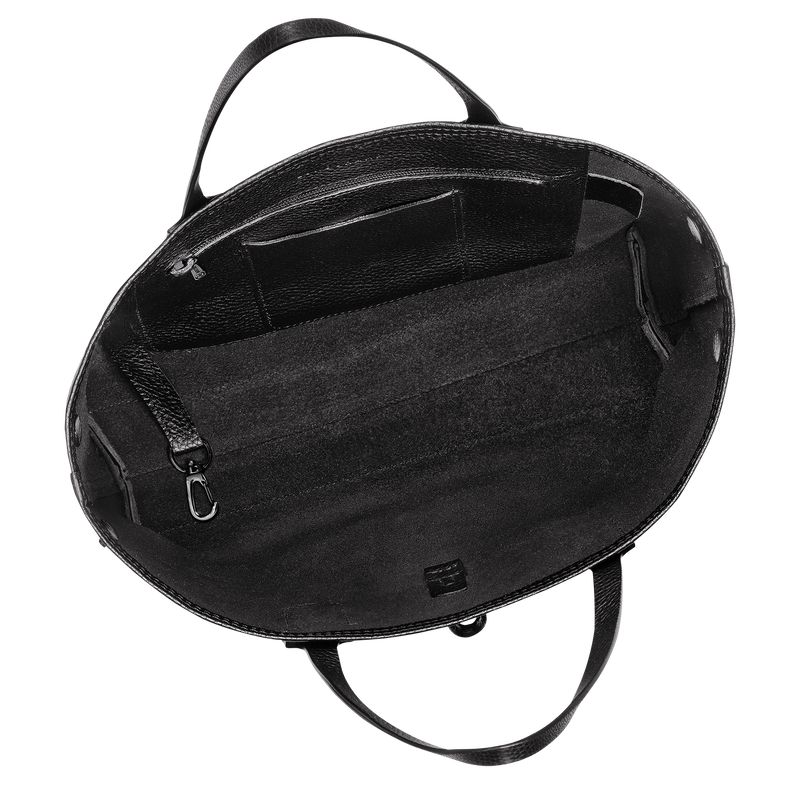 Women Longchamp Le Roseau Essential M Tote Bag Black | Ireland-941ZCBFSE