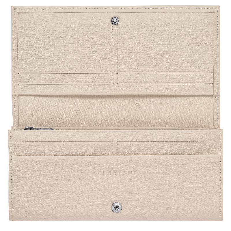 Women Longchamp Le Roseau Flap Wallet Beige | Ireland-084DLAOFR