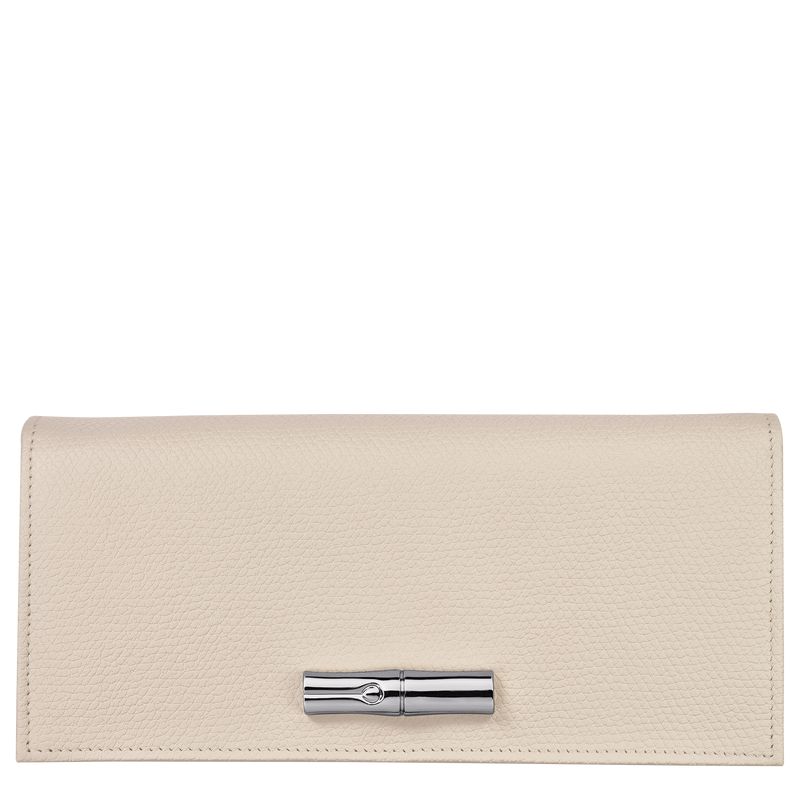 Women Longchamp Le Roseau Flap Wallet Beige | Ireland-084DLAOFR