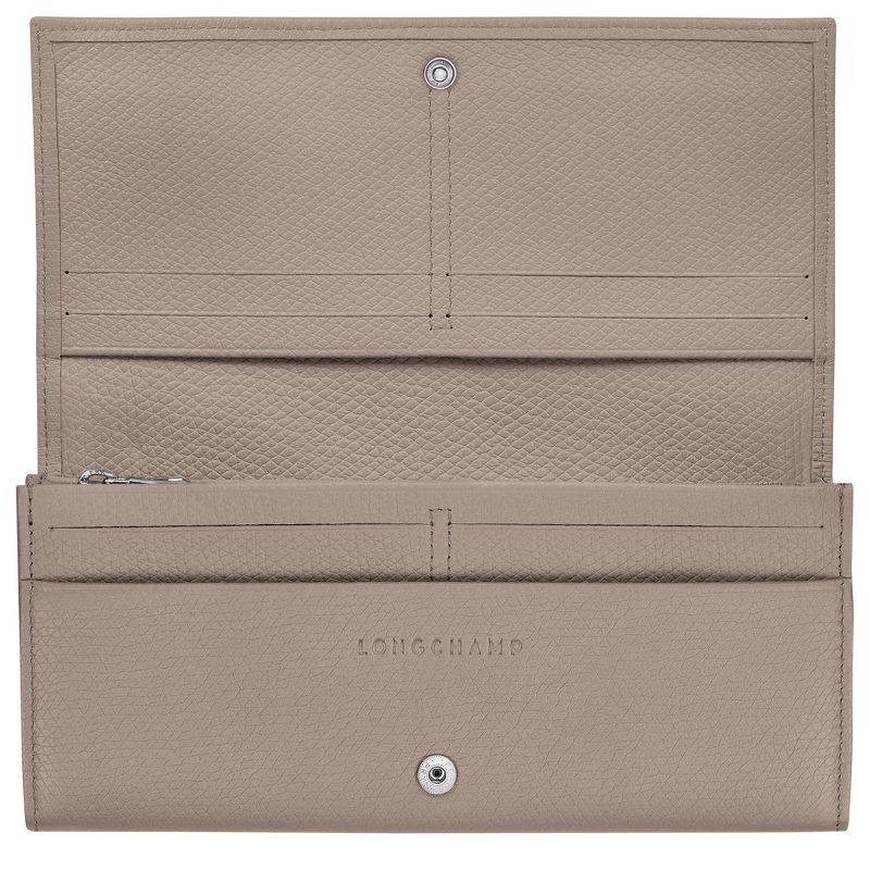 Women Longchamp Le Roseau Flap Wallet Beige | Ireland-947HATGJN