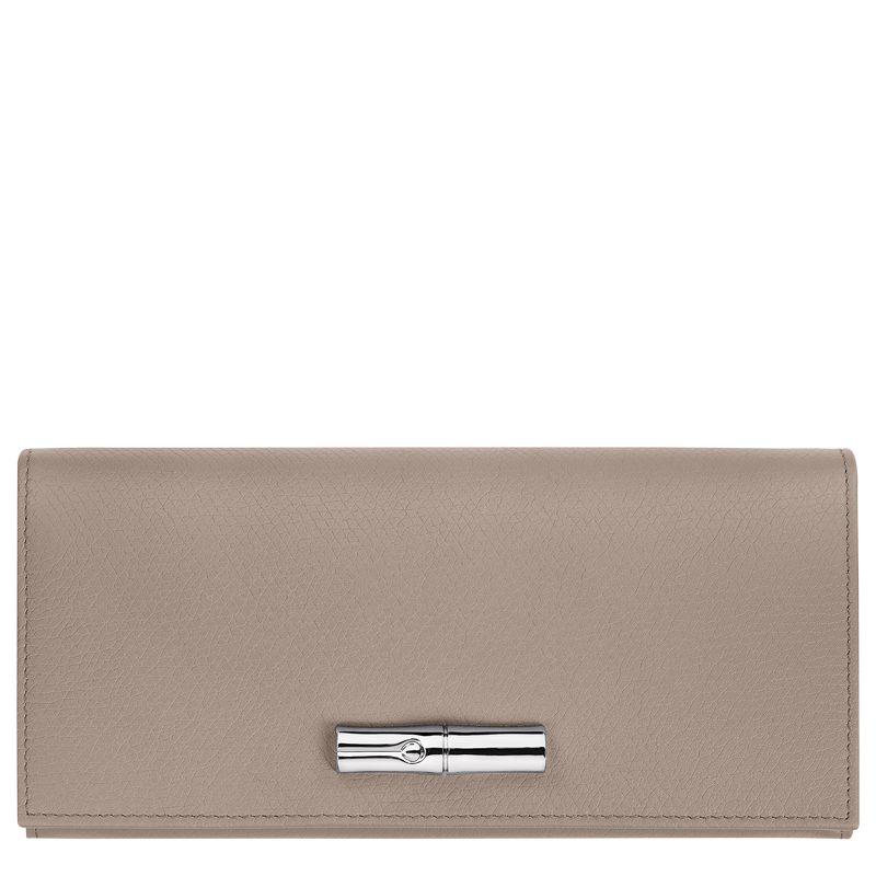 Women Longchamp Le Roseau Flap Wallet Beige | Ireland-947HATGJN