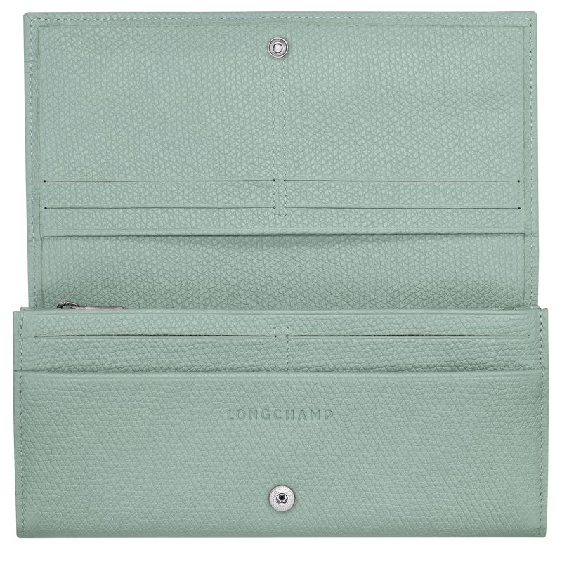 Women Longchamp Le Roseau Flap Wallet Blue Green | Ireland-087RJOULE