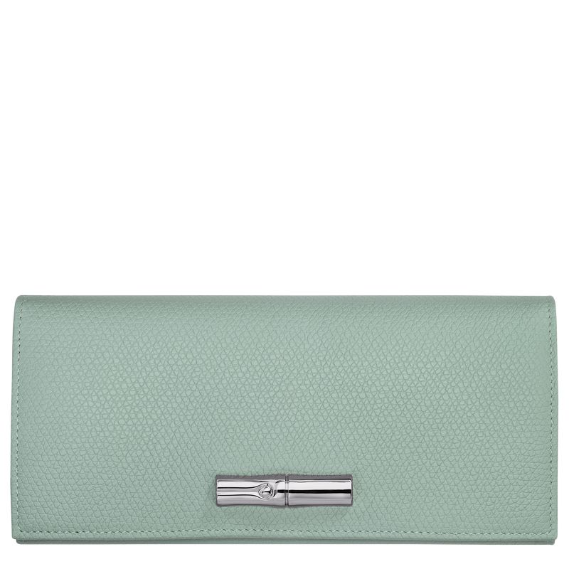 Women Longchamp Le Roseau Flap Wallet Blue Green | Ireland-087RJOULE