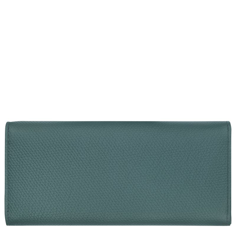 Women Longchamp Le Roseau Flap Wallet Blue Green | Ireland-642JCTKME