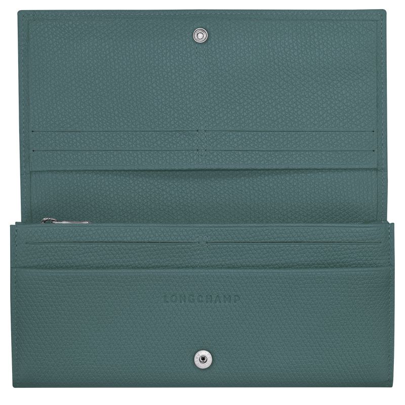 Women Longchamp Le Roseau Flap Wallet Blue Green | Ireland-642JCTKME