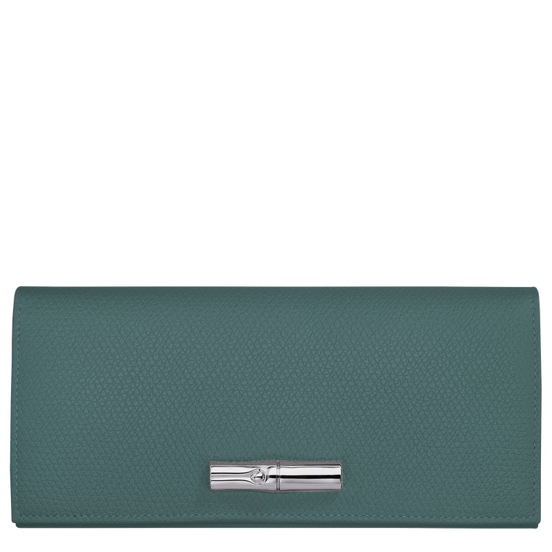 Women Longchamp Le Roseau Flap Wallet Blue Green | Ireland-642JCTKME