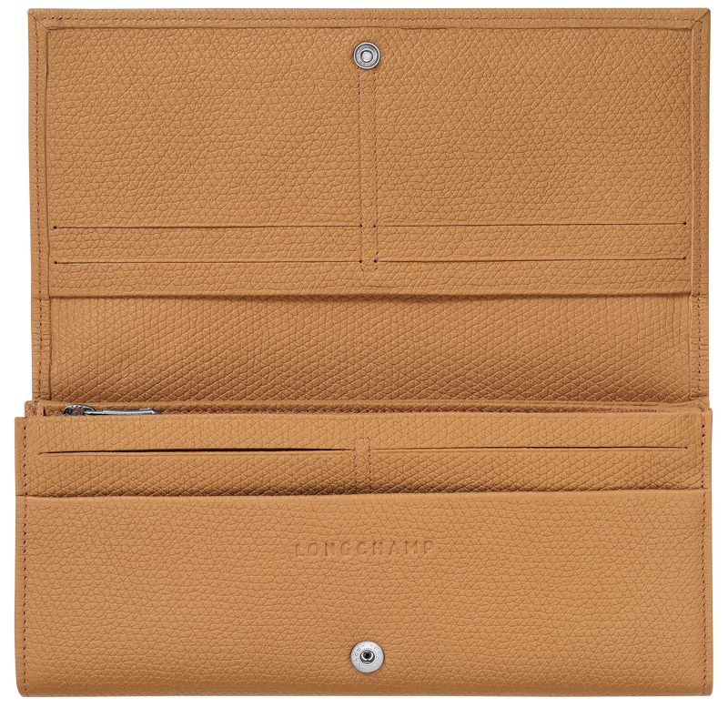 Women Longchamp Le Roseau Flap Wallet Brown | Ireland-584FLBWHA