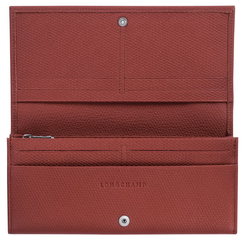 Women Longchamp Le Roseau Flap Wallet Brown | Ireland-803ETMRYG