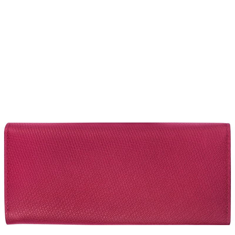Women Longchamp Le Roseau Flap Wallet Dark Pink | Ireland-568BDXZGW