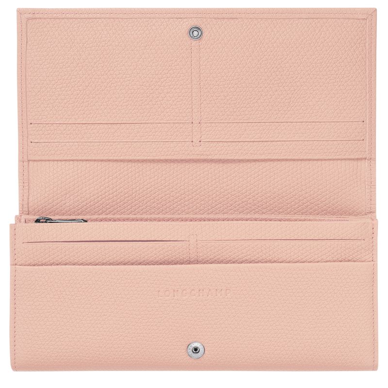 Women Longchamp Le Roseau Flap Wallet Rose | Ireland-705PKWDXL