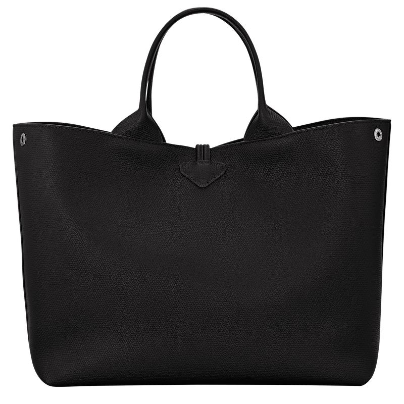 Women Longchamp Le Roseau L Handbag Black | Ireland-871YGVBNI