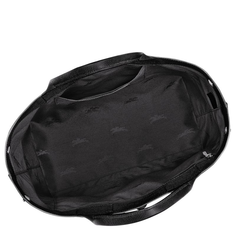 Women Longchamp Le Roseau L Handbag Black | Ireland-871YGVBNI