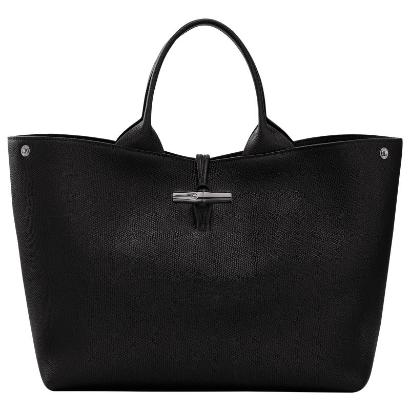 Women Longchamp Le Roseau L Handbag Black | Ireland-871YGVBNI