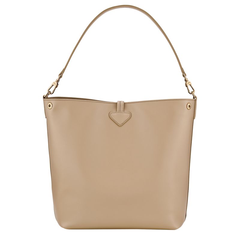 Women Longchamp Le Roseau M Hobo Bag Beige | Ireland-950CBZEHA
