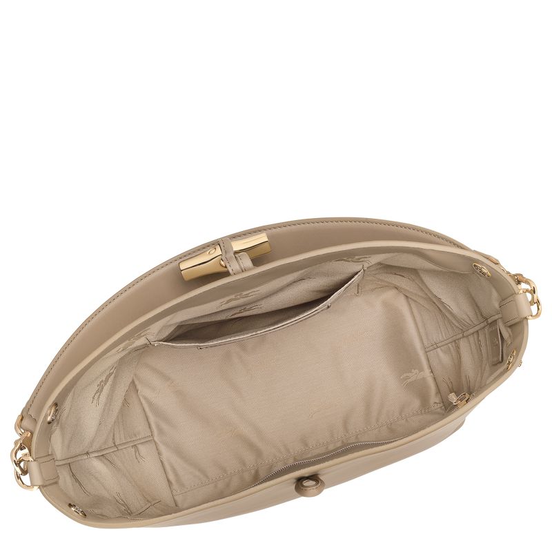 Women Longchamp Le Roseau M Hobo Bag Beige | Ireland-950CBZEHA