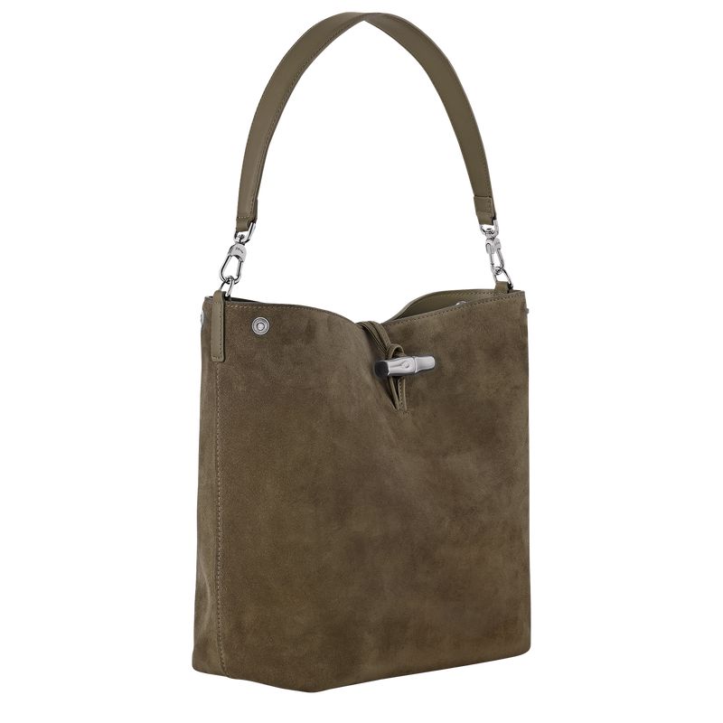 Women Longchamp Le Roseau M Hobo Bag Olive | Ireland-396DYIVOW